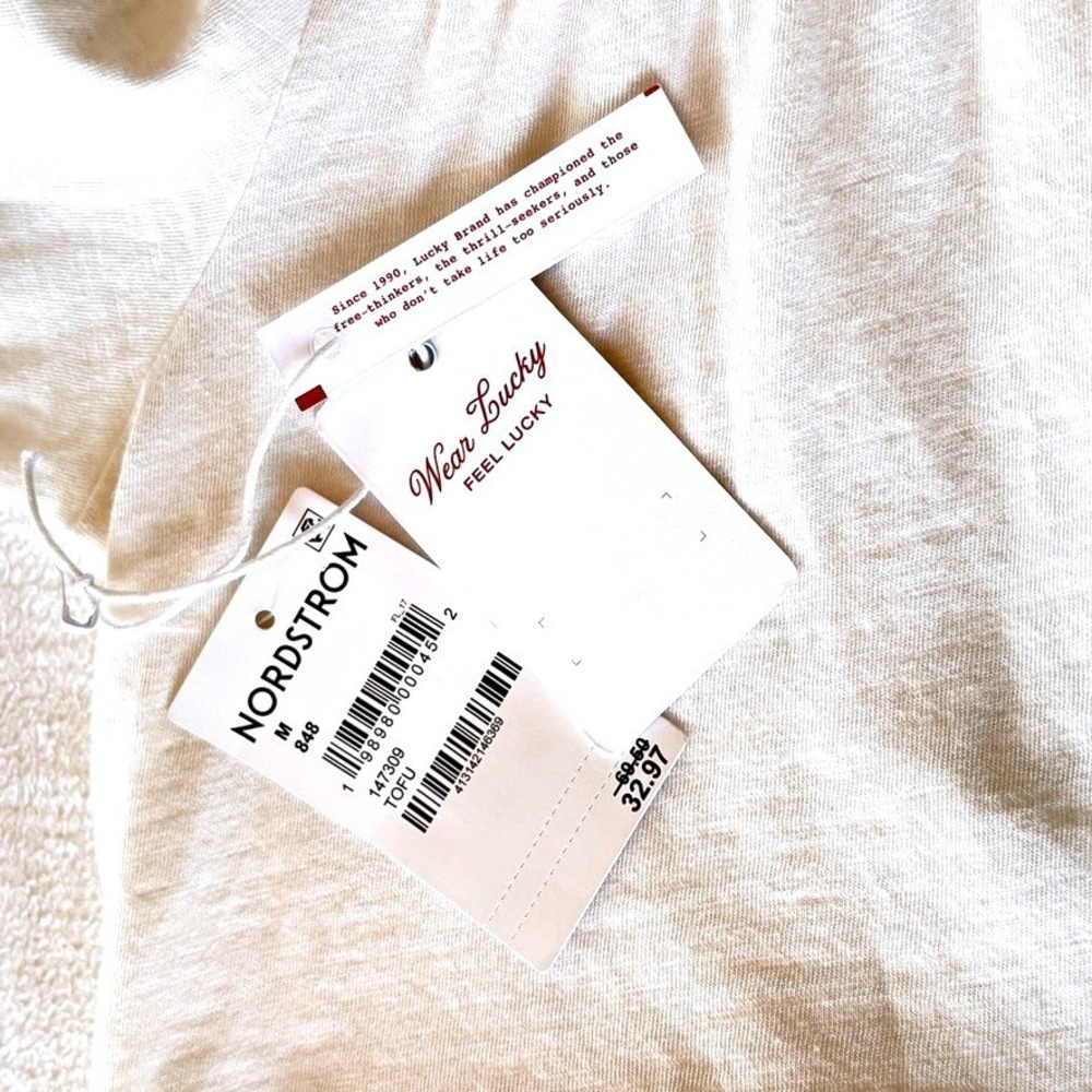 Lucky Brand White Embroidered Peasant Top Sz M 100% Cotton Boho Coastal NWT - Picture 6 of 10